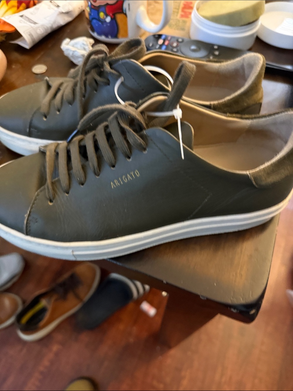 Axel Arigato Olive Green Low-Top Leather Sneakers